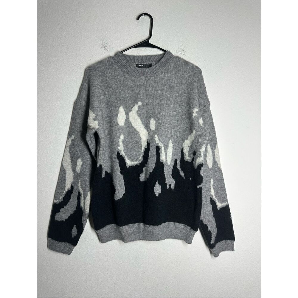 SHEIN Women’s Textured Knit Monochrome Flame Knit Sweater Size S